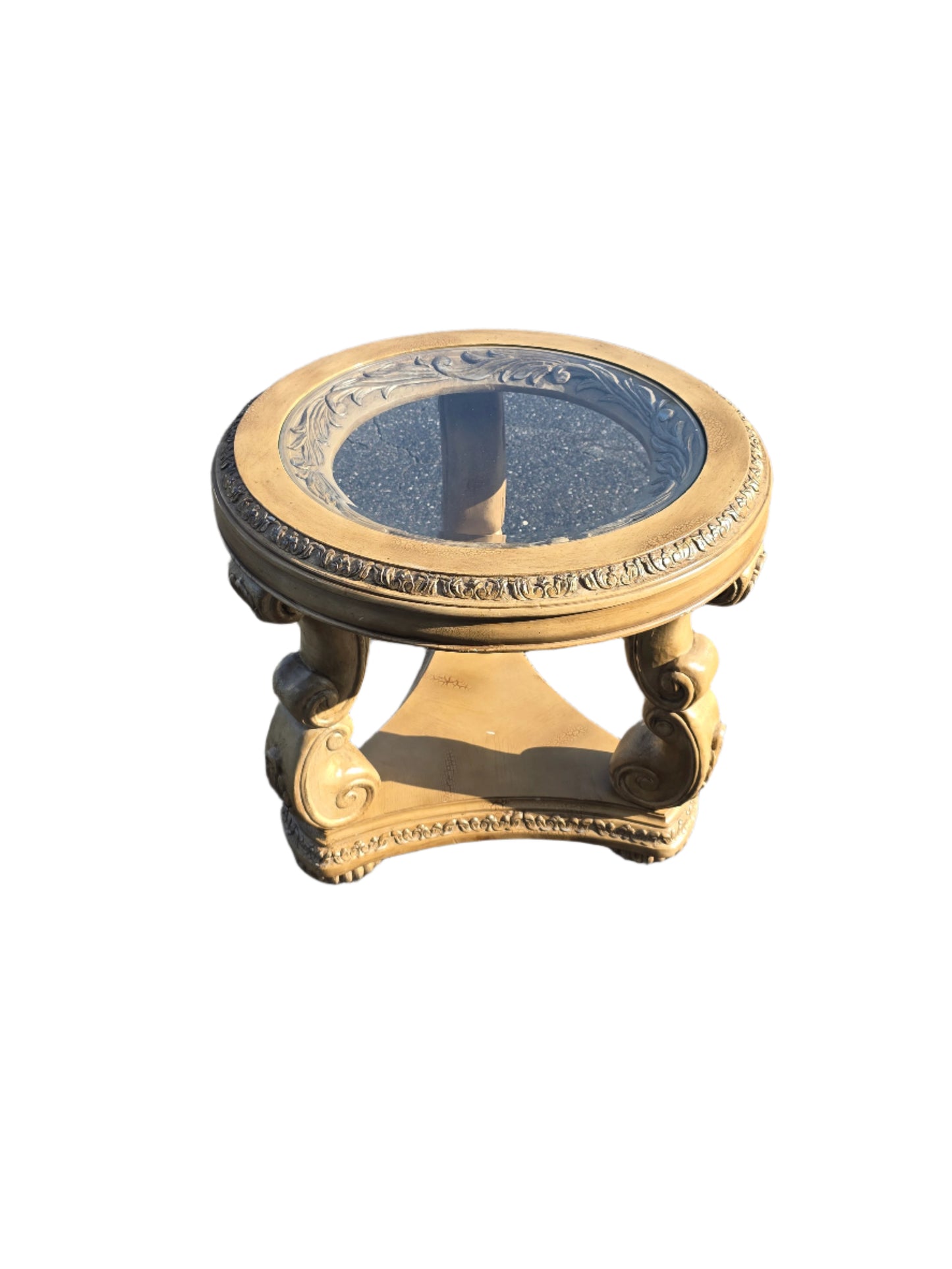 Schnadig Neo Classical Style Occasional Side Table Glass Top
