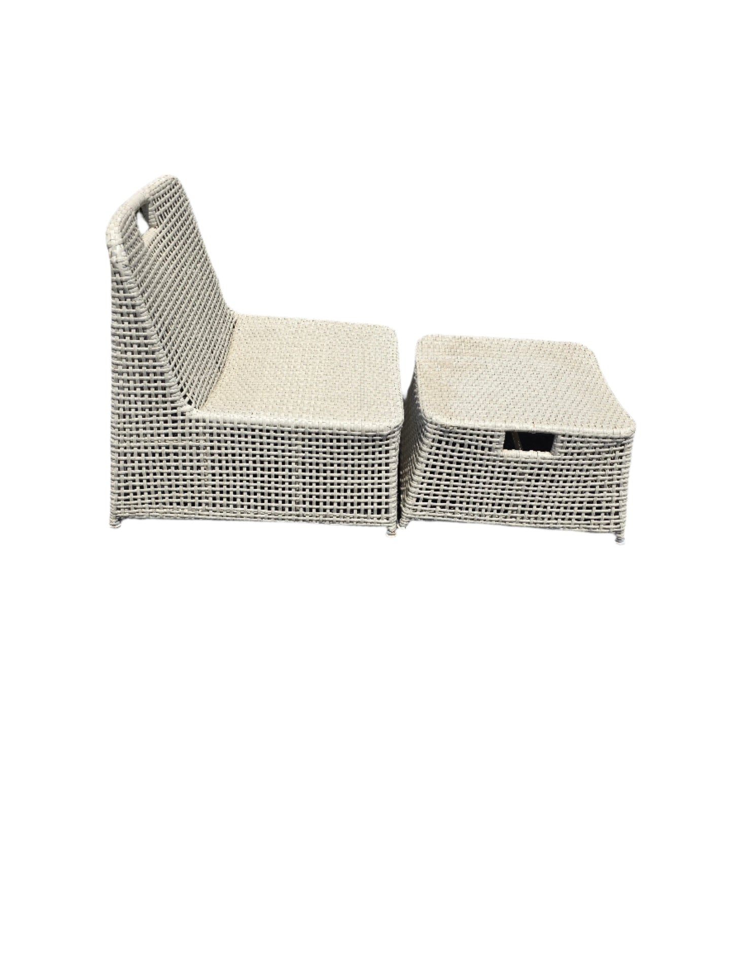 Laki Light Gray Wicker Nesting Lounge Chair Ottoman
