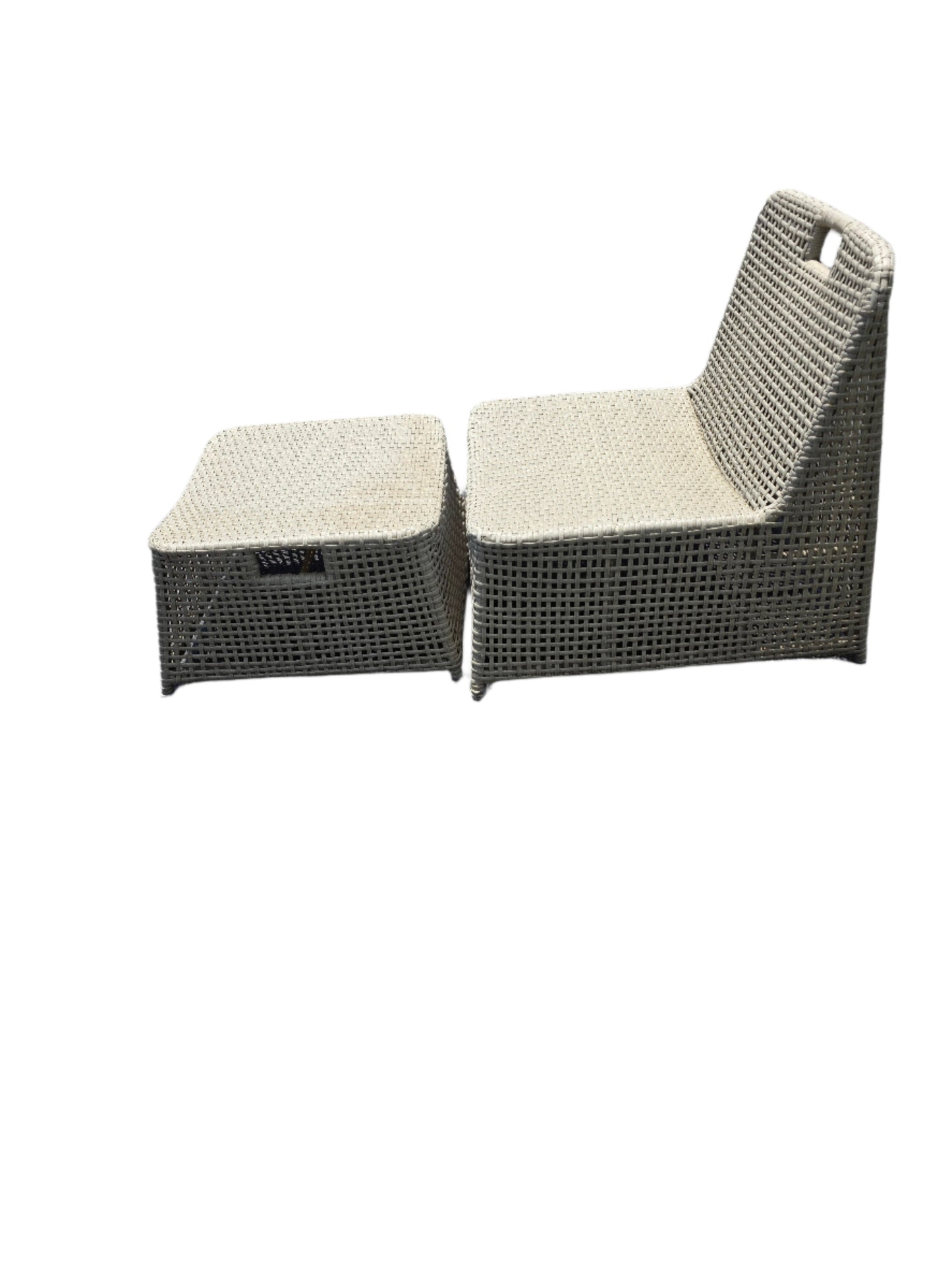 Laki Light Gray Wicker Nesting Lounge Chair Ottoman