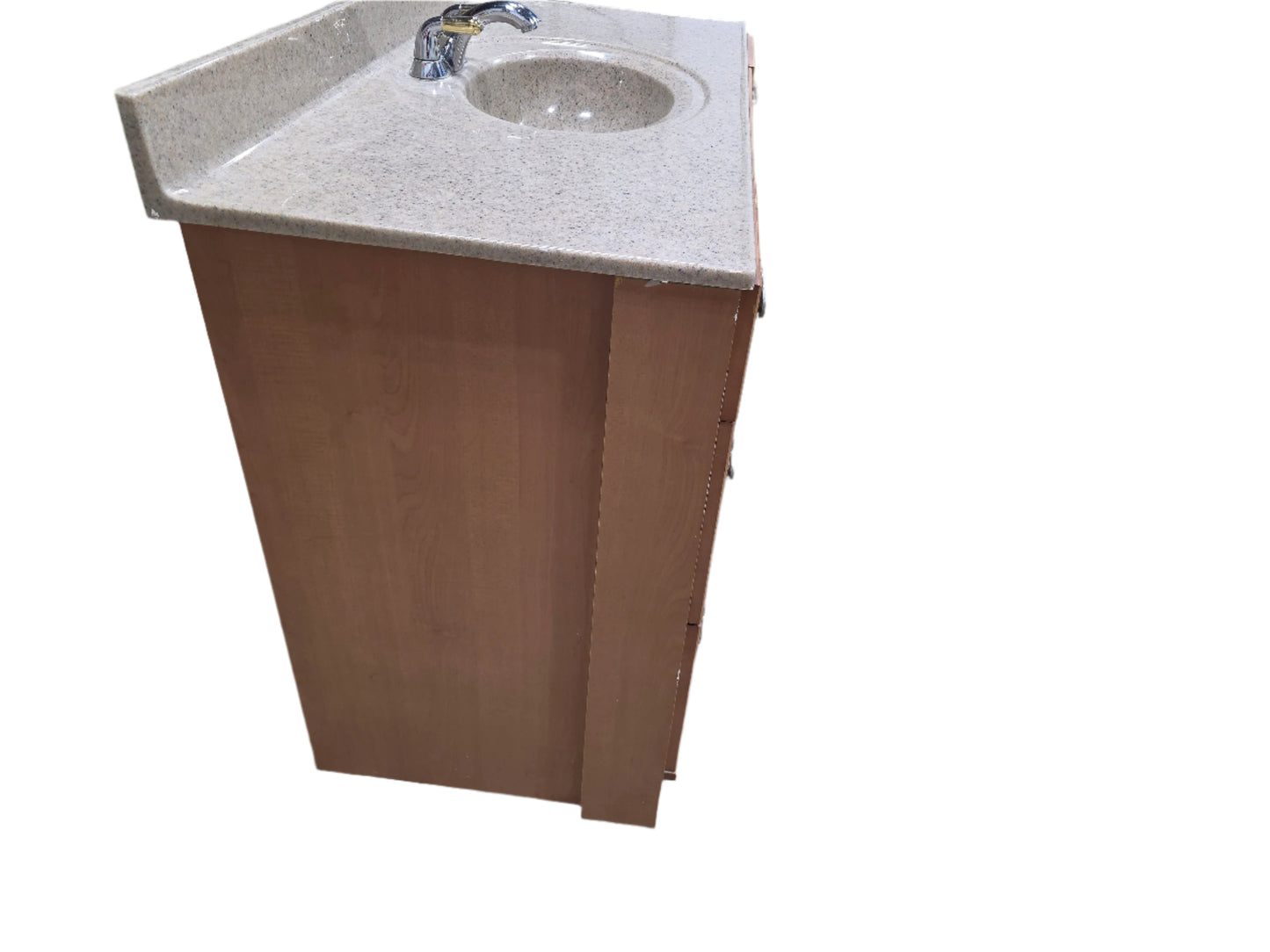 Bathroom Vanity with Beige Marble Countertop and Sink