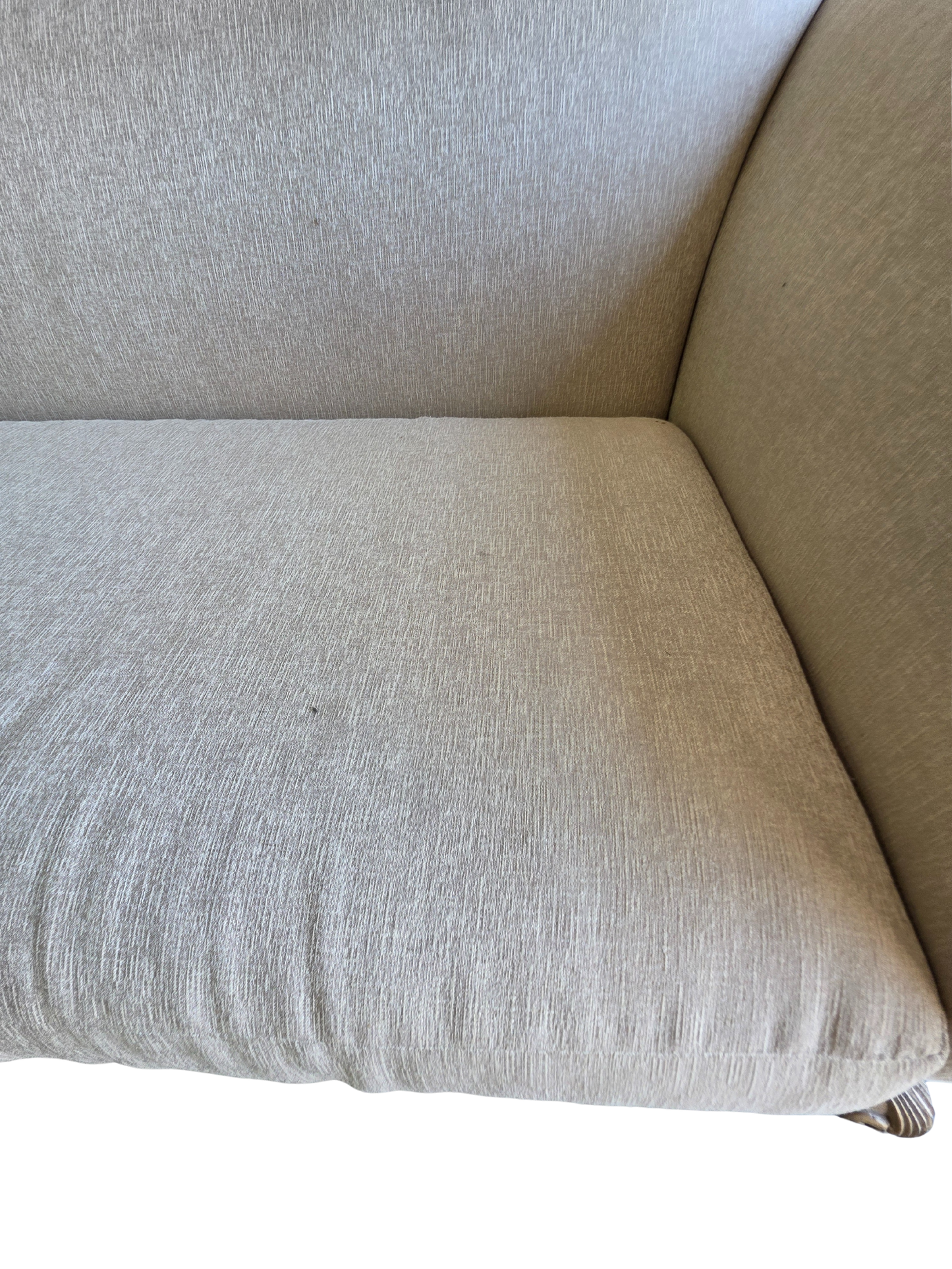Beige Sofa With Wood Accents