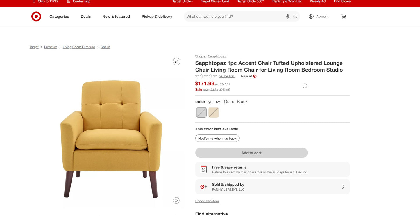 Sapphtopaz Accent Chair With Tufted Upholstery