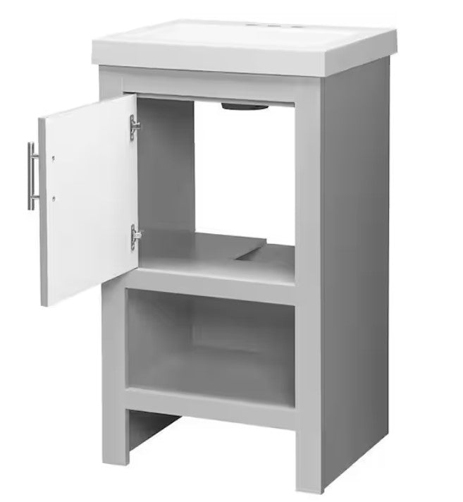 BRAND NEW - Glacier Bay Dove Gray Vanity Combo White Marble