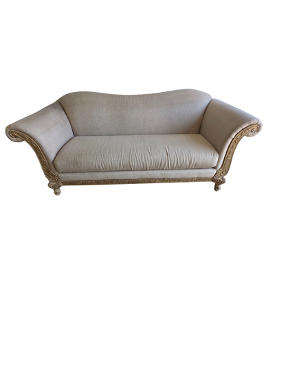 Beige Sofa With Wood Accents
