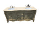 Sage Green Double Vanity With Beige Countertop