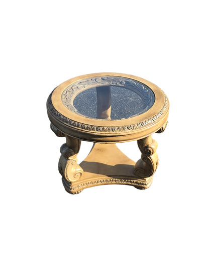 Schnadig Neo Classical Style Occasional Side Table Glass Top