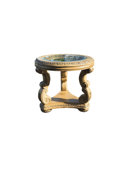 Schnadig Neo Classical Style Occasional Side Table Glass Top