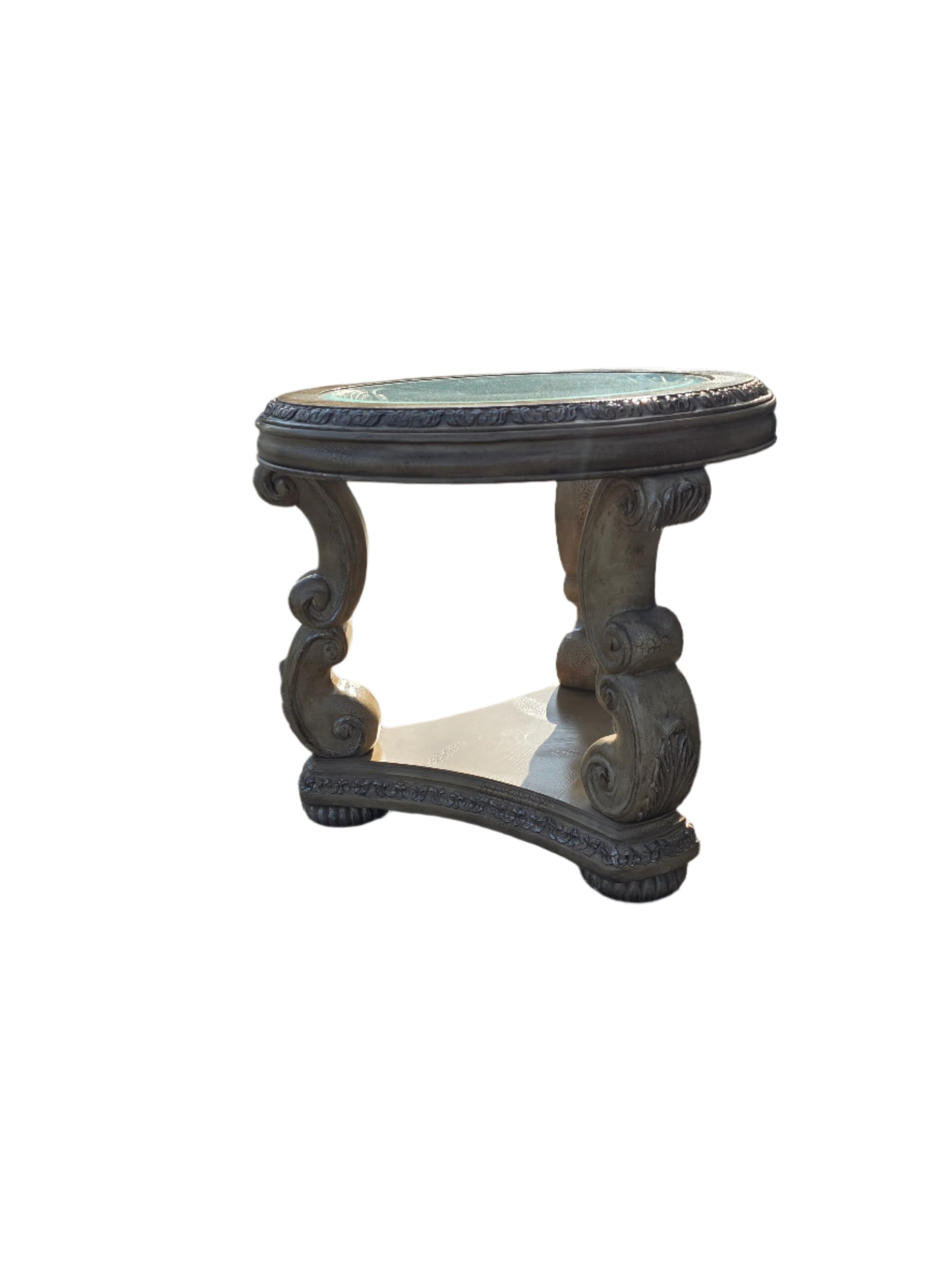Schnadig Neo Classical Style Occasional Side Table Glass Top