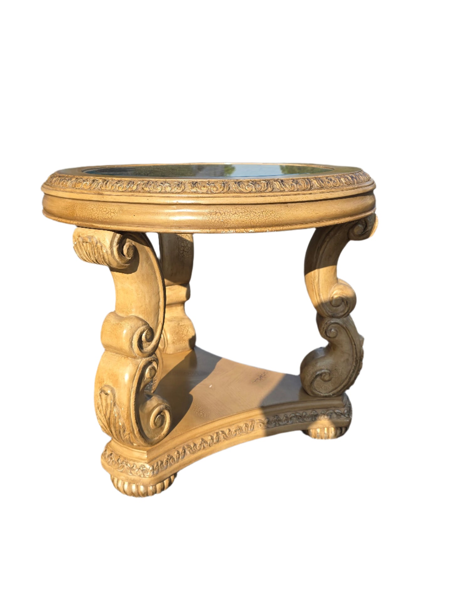 Schnadig Neo Classical Style Occasional Side Table Glass Top