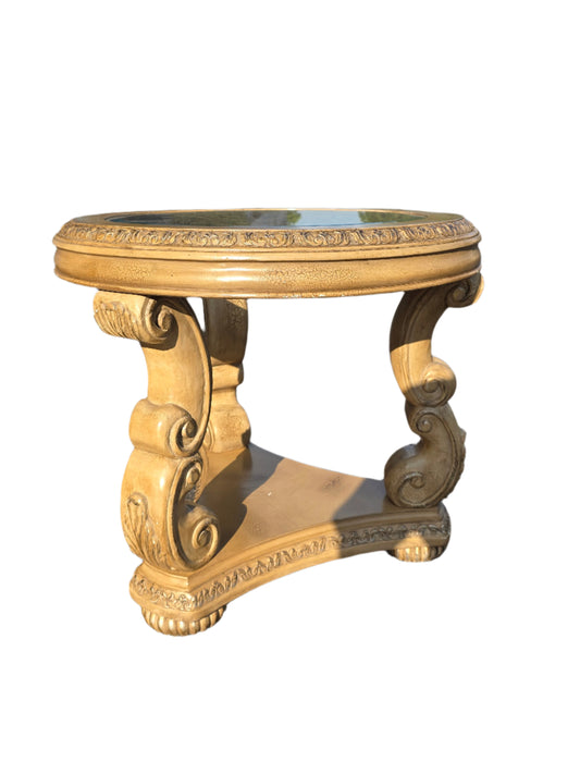 Schnadig Neo Classical Style Occasional Side Table Glass Top