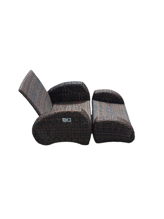 Wicker Style Outdoor Recliner With Ottoman