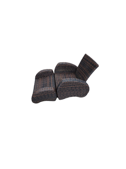 Wicker Style Outdoor Recliner With Ottoman
