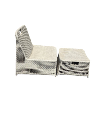 Laki Light Gray Wicker Nesting Lounge Chair Ottoman