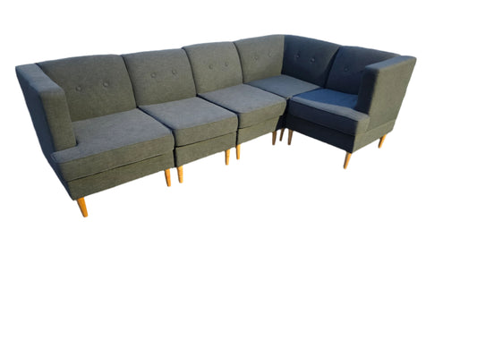 5 Piece Gray Sectional Sofa With Chaise