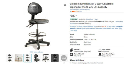 Global Industrial 5 Way Ergonomic High Lift Office Chair