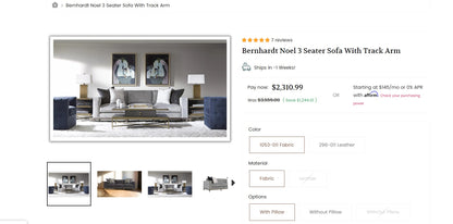 Gray Bernhardt Couch With Down Pillows