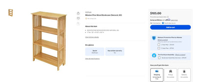 Mission Pine Wood Bookcase